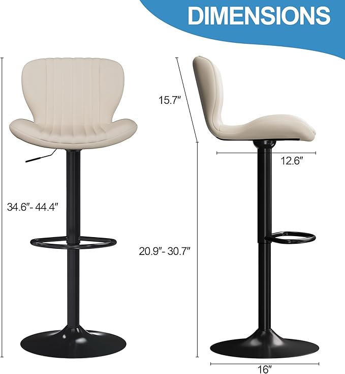 Shintenchi Bar Stools Set of 6 Modern Swivel Bar Chairs, Counter Height Faux - Image 4