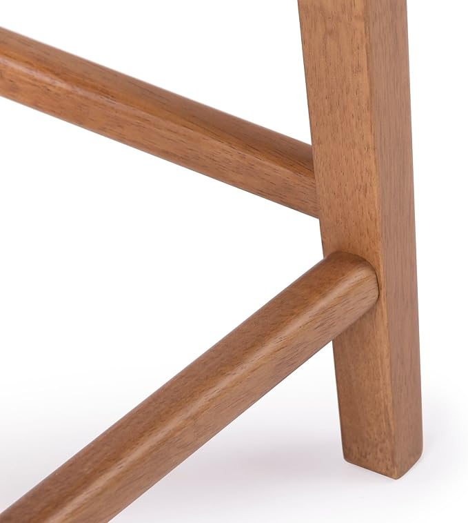 Plank+Beam Smythe Dining Stool, Sturdy Wood Modern Kitchen Stool, Saddle Seat - Image 7