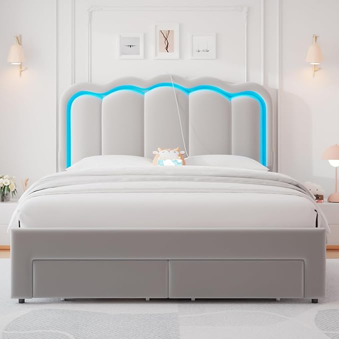 Full Upholstered LED Bed Frame - Image 8