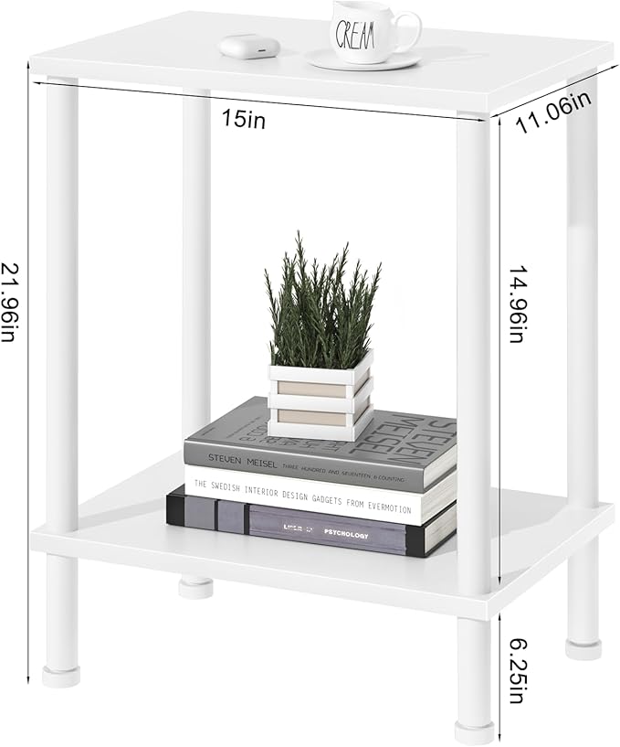 End Table, Small Side Table, 2-Tier Nightstand - Image 3