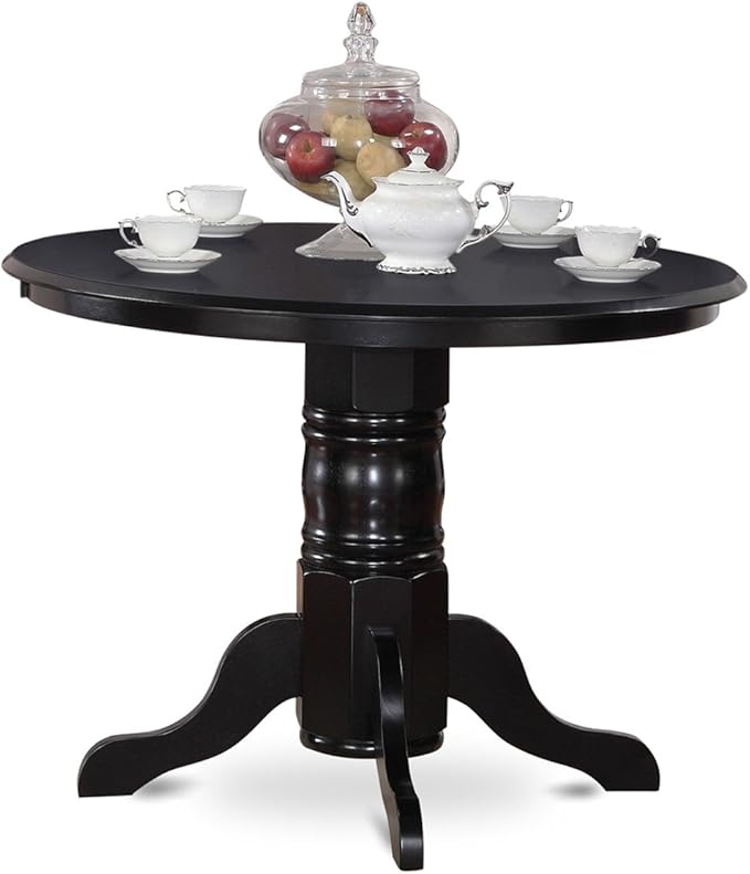 East West Furniture SHCL5-BLK-W 5 Piece Dining Room Table Set Includes a Round - Image 3