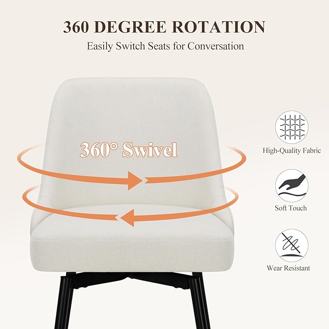 COLAMY Bar Stools Set of 4, 26.18" Counter Height Swivel Stools - Image 3