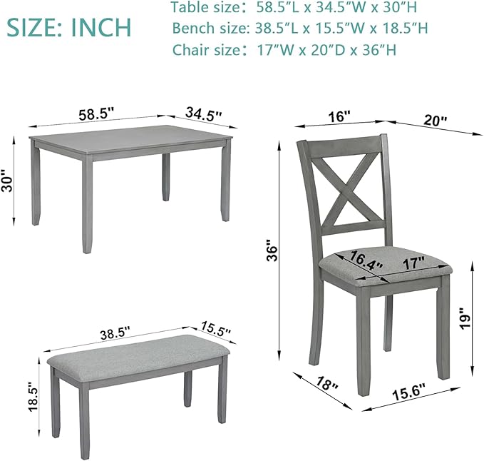 KEIKI 6-Piece Standard Height Dining Table Set - Image 3