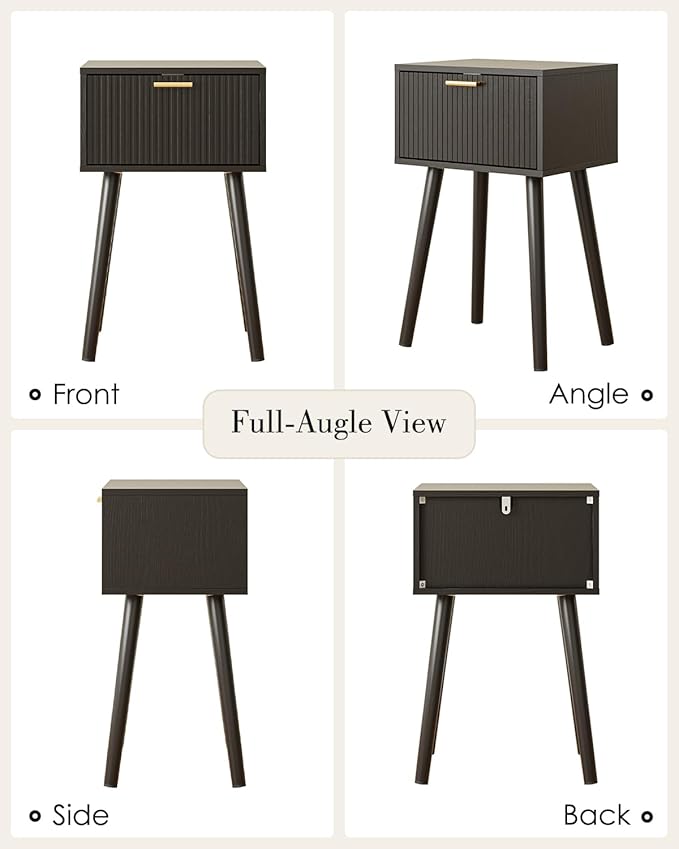 Night Stand, Small Modern Mid-Century Bedside Table - Image 9
