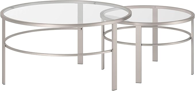 Henn&Hart Round Nested Coffee Table in Satin Nickel, Modern coffee tables - Image 6