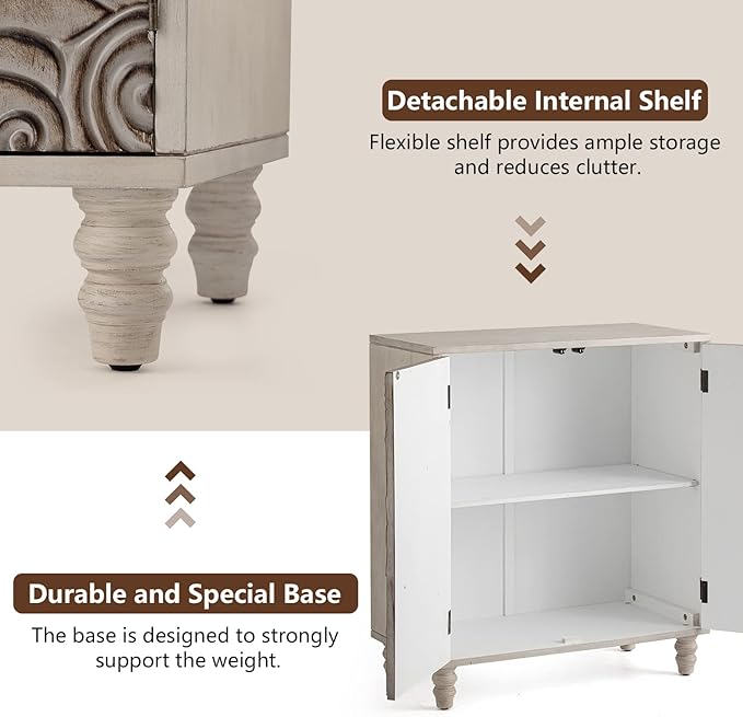 COSIEST Set of 2 32" Buffet Sideboard Cabinets - Image 4