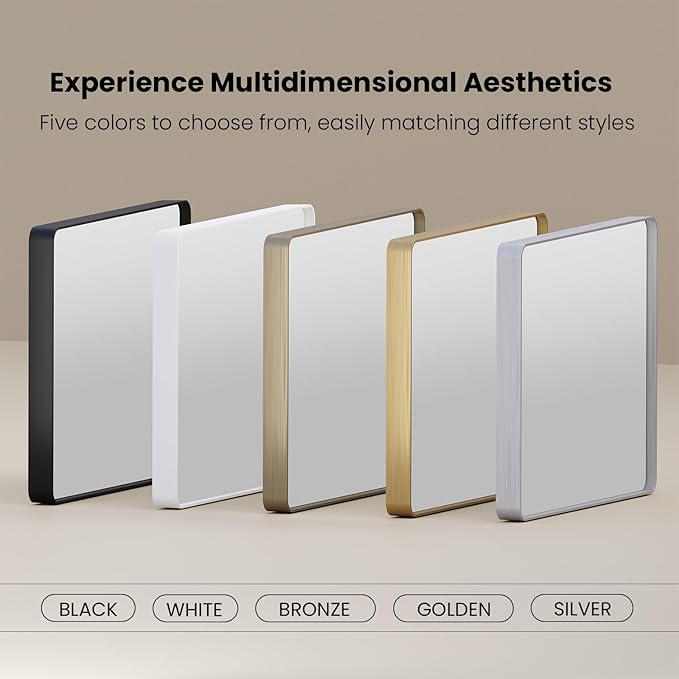 Brushed Nickel Bathroom Mirror 72x36 Inch, Brushed Silver Metal Frame Mirror - Image 8