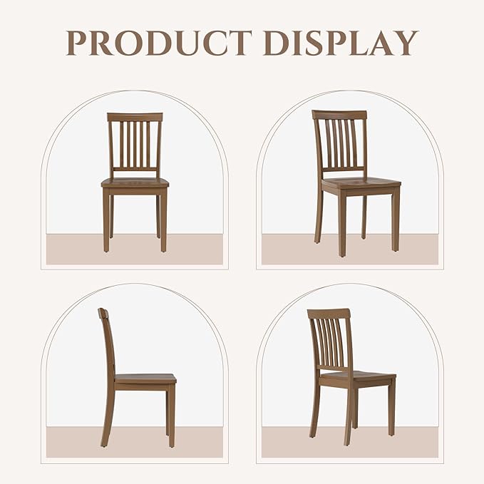 COLAMY Wooden Dining Chairs Set of 4, Solid Rubberwood Kitchen & Dining Room - Image 8