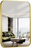 16x24 Inch Bathroom Mirror for Wall, Matte Gold Framed Rectangle Mirror by Titameg
