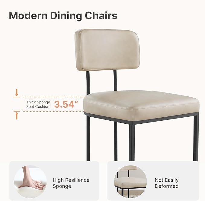 Dining Chairs Set of 4, Upholstered Modern Kitchen Chairs - Image 4