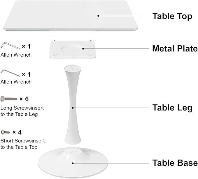 White Square Tulip Table for 2 Person, 24 Inch Small Dining Table - Image 8