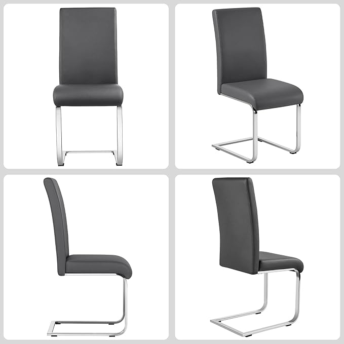 Yaheetech Dining Chairs Set of 2 Modern Faux Leather Upholstered Dining Room - Image 4