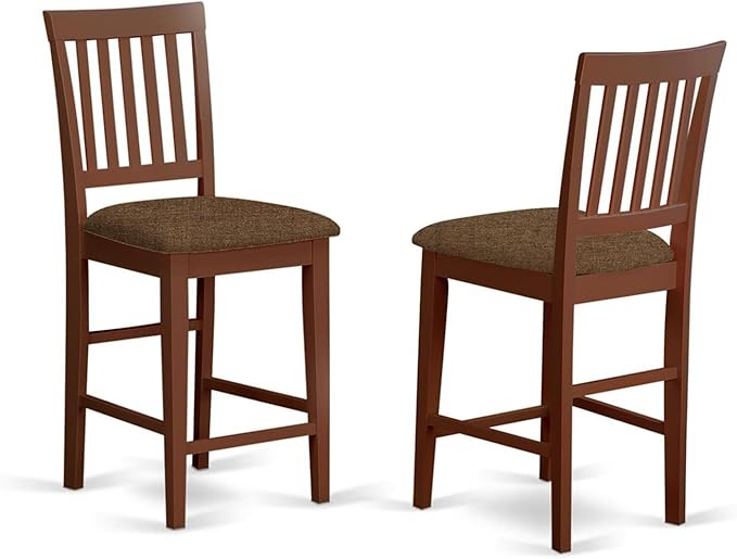 East West Furniture YAVN3-MAH-C 3 Piece Kitchen Counter Height Dining Table Set - Image 3