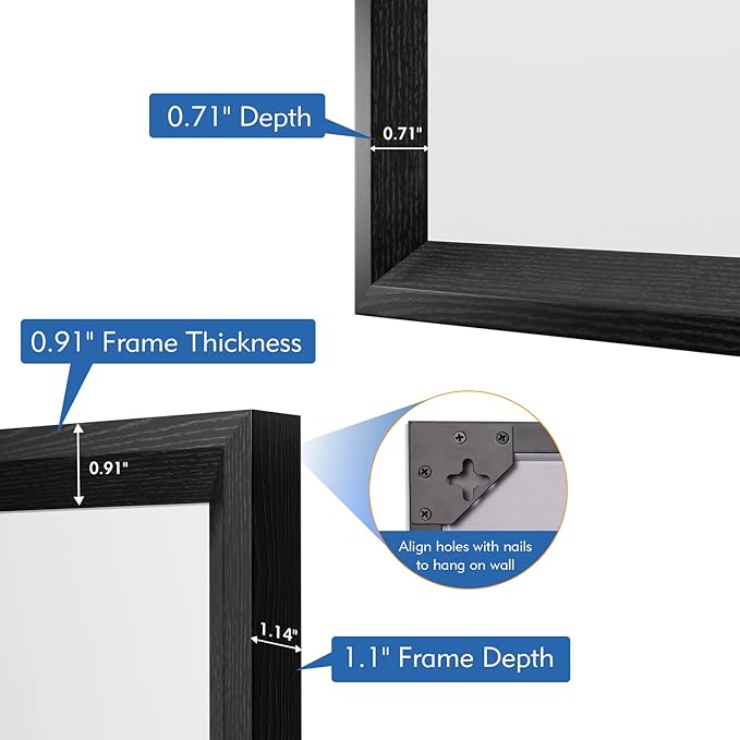 Bathroom Vanity Mirror 48x36 Inch, Matte Black Rectangle Bathroom Mirror - Image 5
