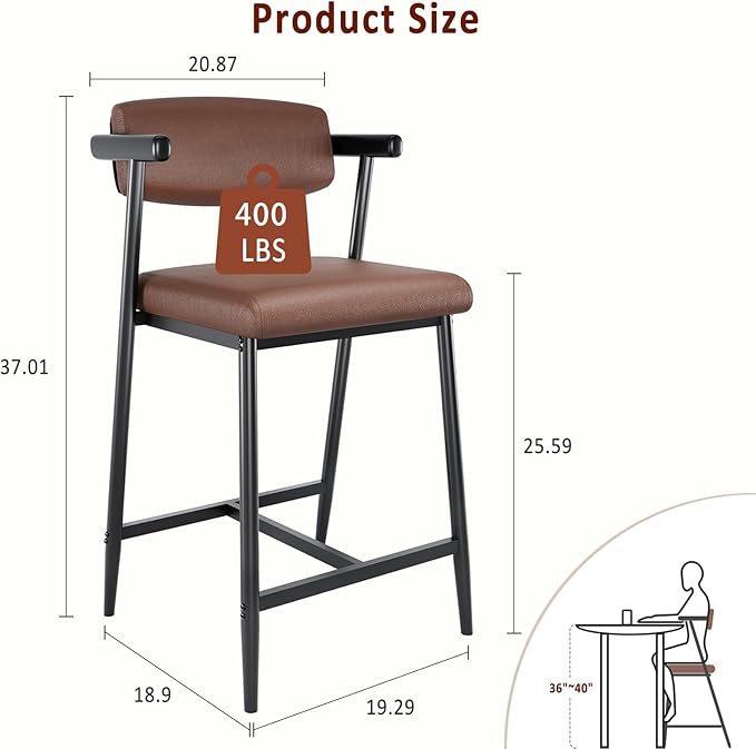 GarveeHome Counter Height Bar Stools of 4 - Image 2