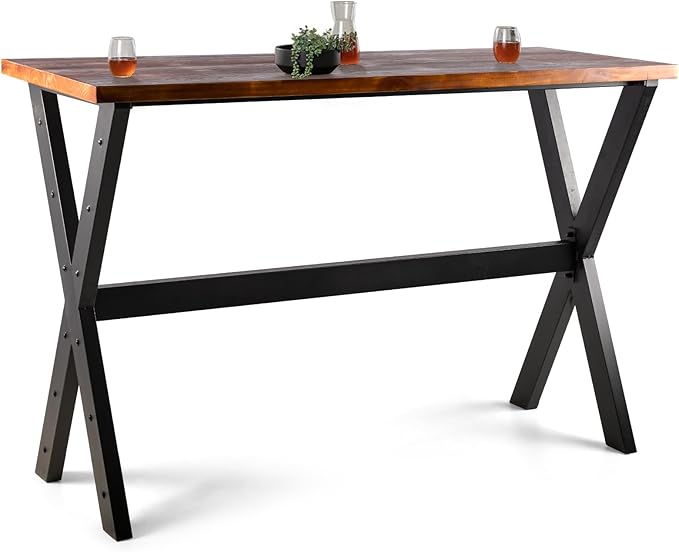 Bar Table, for Narrow Space, Living Room, Rustic Brown Wood, Industrial Black - Image 3