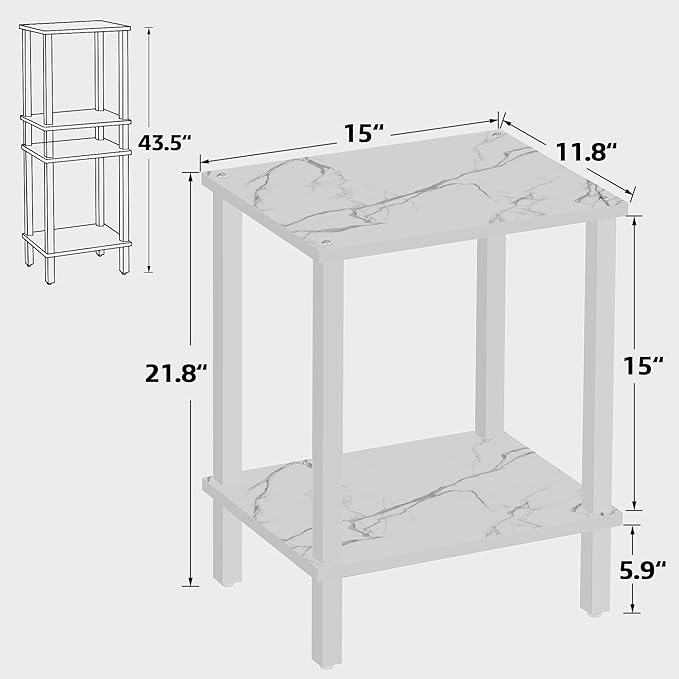 TUTOTAK End Table, Side Table, Nightstand, 2-Tier Storage Shelf, Sofa Table - Image 3