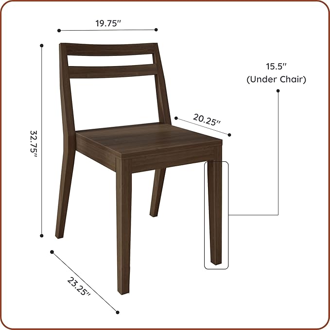 Grain & Grove Davie Dining Room Chairs Set of 2, Solid Wood Modern Kitchen Chair - Image 2