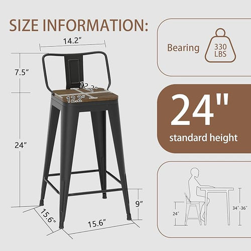 24 Inch Swivel Bar Stools Set of 4, Counter Height Bar Stools - Image 2