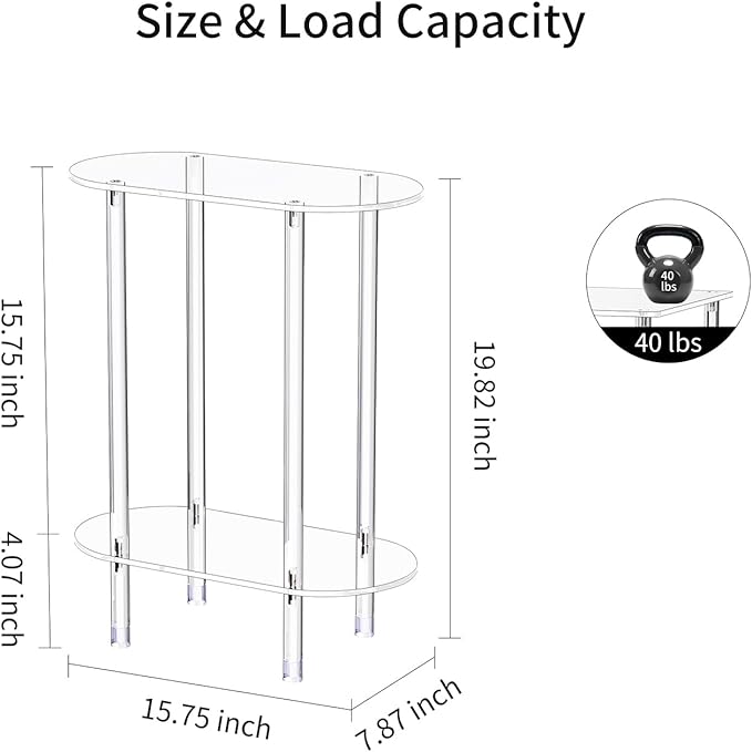 Clear Acrylic Narrow Side Table Set of 2 - Image 3