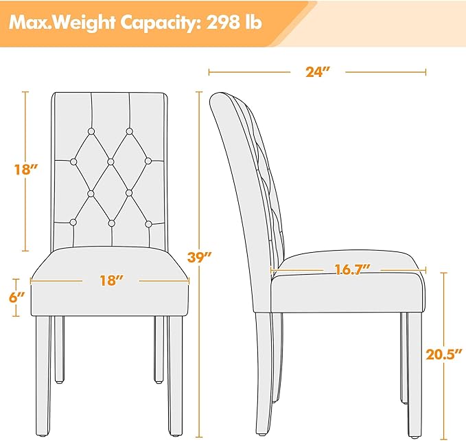 Yaheetech Dining Chairs Set of 6 Modern Style Faux Leather Dining Room Chairs - Image 3