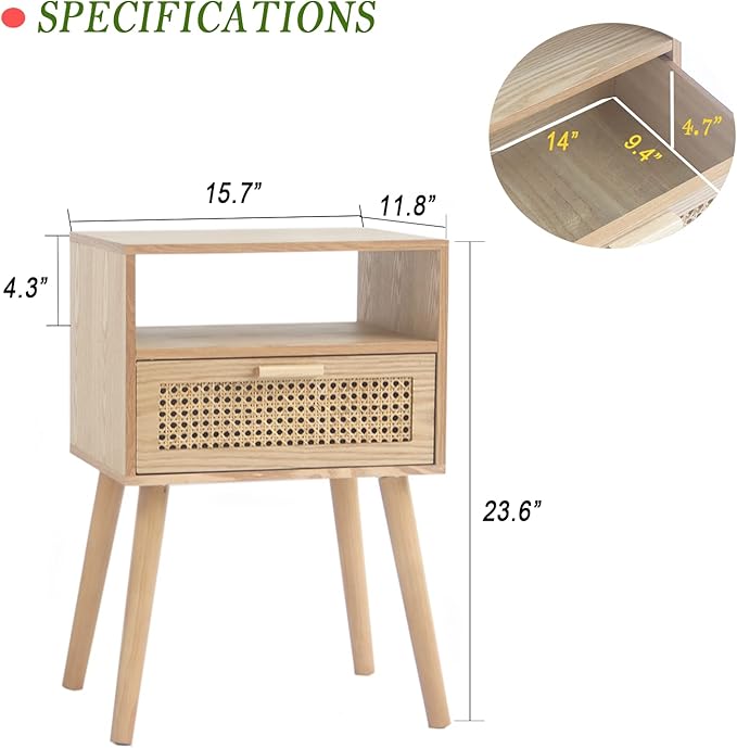 MaxSmeo Bedside Table, Small Nightstand - Image 3