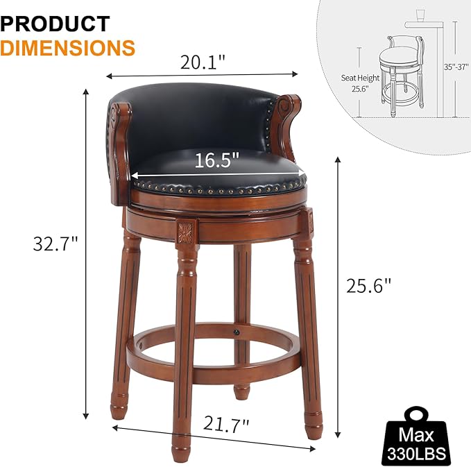 Cow top Leather Wooden Bar Stools, 29.5" Bar Height Bar Chair - Image 2