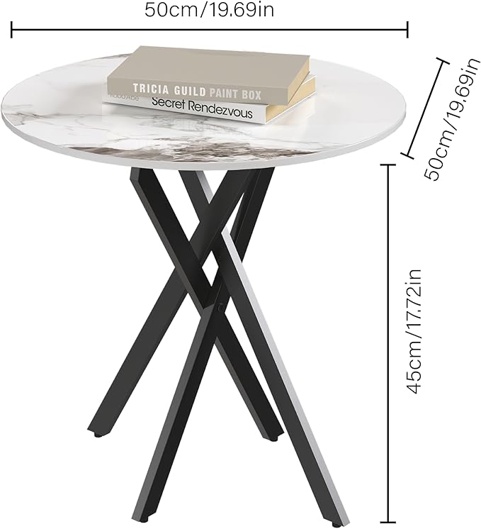 Small Round Marble Side Coffee Table Set of 2 - Image 3