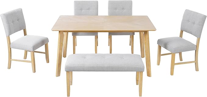 Merax 6 Piece Solid Wood Dining Table Set - Image 5