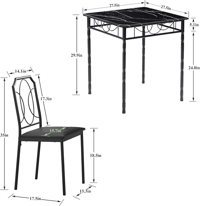VECELO 3 Piece Dining Table Set - Image 7