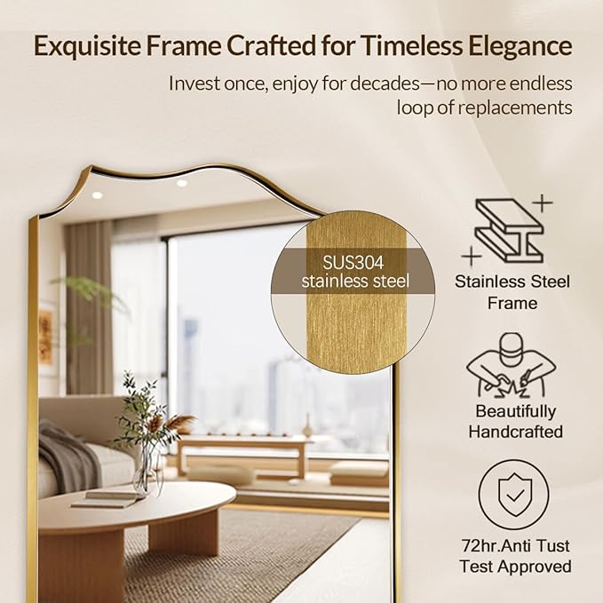 Gold Bathroom Mirror, Irregular Wall Mirror, Asymmetrical Mirror - Image 5