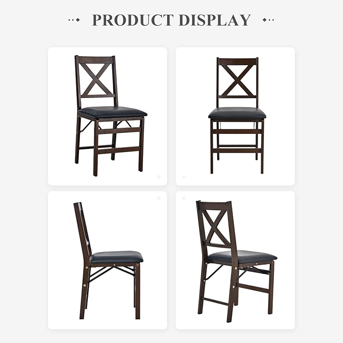 COLAMY Folding Dining Chairs Set of 6 – Dark Brown Wooden Dining Room Chairs - Image 7