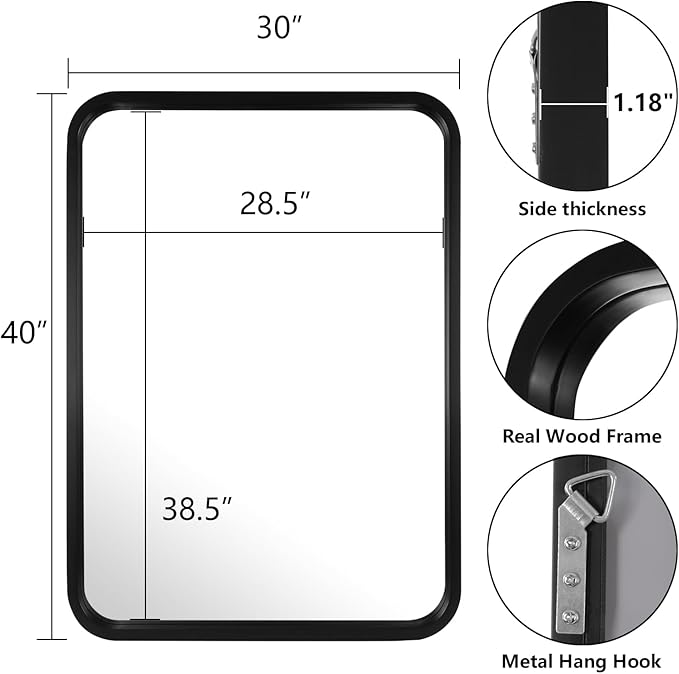 WallBeyond 30x40 Inch Wood Mirror - Image 5