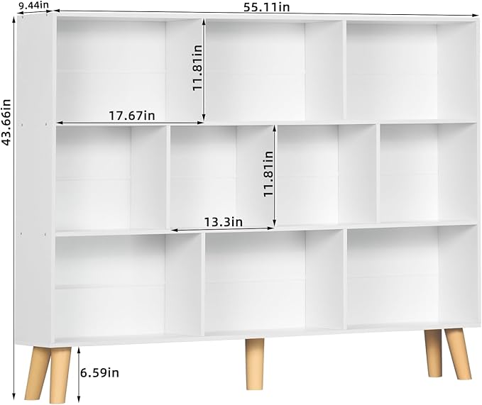 YAHARBO 10 Cube Large Bookshelf, 3 Tier Bookcase - Image 3
