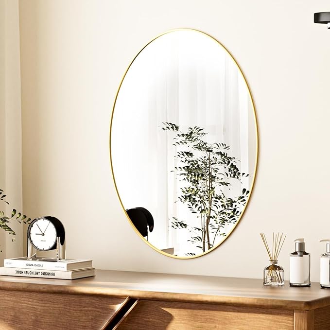 Koonmi Gold Oval Bathroom Mirror, Oval Mirror - Image 6
