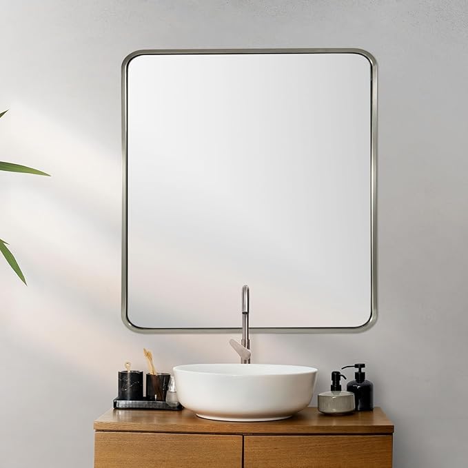 ANDY STAR 40x36 Inch Chrome Bathroom Mirror, Chrome Vanity Mirror by ANDYSTAR