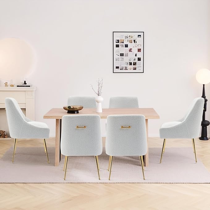 Modern Velvet Dining Chairs Set of 6, Contemporary Upholstered Furniture - Image 2