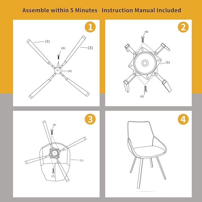 Dining Chairs Set of 2 Light Grey Living Room Chairs Fabric Upholstered Kitchen - Image 8