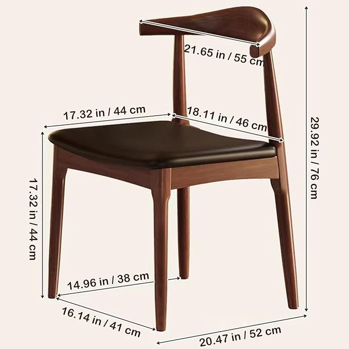 Solid Wood Dining Chair, Mid Century Dining Chair, Upholstered PU Leather Chair - Image 3