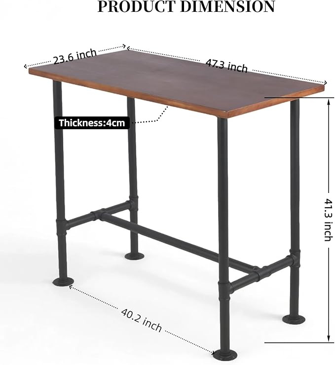 5 Pieces Industrial Dining Table Set 41.3inch Hight Rectangle Bar Table and - Image 5