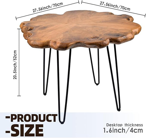 27.5 Inch Live Edge Side Table, Wood Freeform Small End Table - Image 2