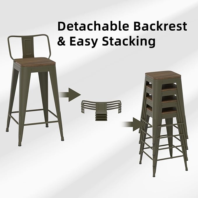 26 Inch Swivel Bar Stools Set of 4, Counter Height Bar Stools - Image 6
