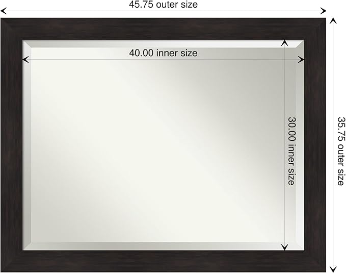 Amanti Art Brown Wall Mirror 36x46 Furniture Espresso Rectangle Bathroom Mirror - Image 4