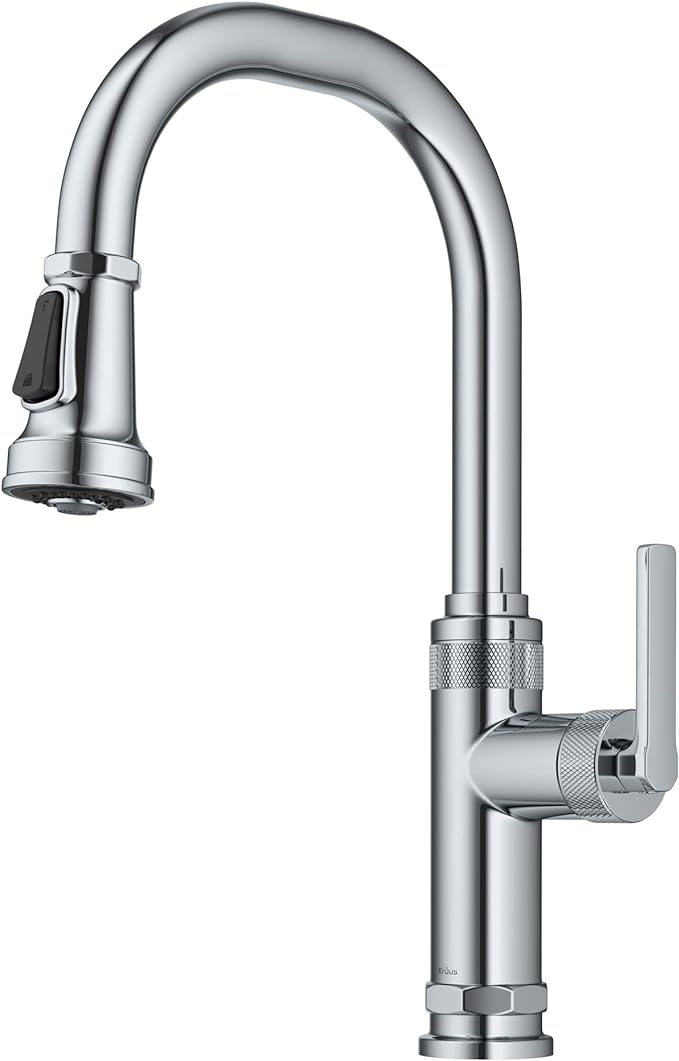 KRAUS Allyn Industrial Pull-Down Single Handle Kitchen Faucet in Chrome by KRAUS