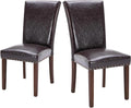 COLAMY Upholstered Parsons Dining Chairs Set of 2, PU Leather Dining Room by COLAMYINC