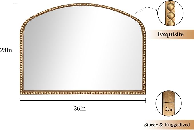 ironsmithn Gold Arched Mirror, Classic Vintage Decorative Mirror, Marlowe - Image 5