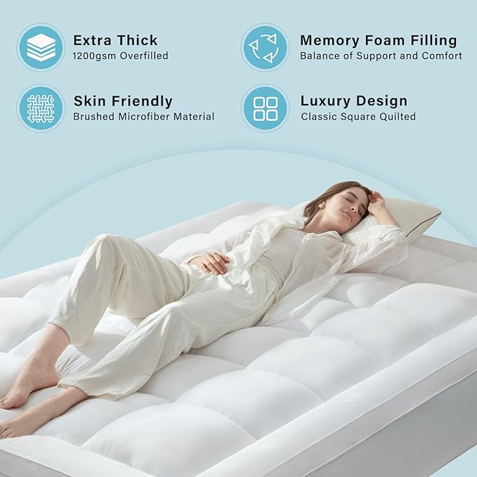 Anluoer Mattress Topper Queen for Back Pain, Memory Foam Pillow Top Mattress - Image 4