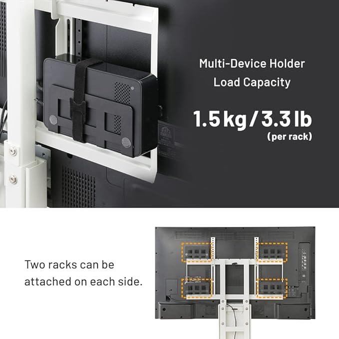WALL V3 High Type TV Stand w/Multi-Device Holder and Soundbar Shelf L Black Set - Image 6