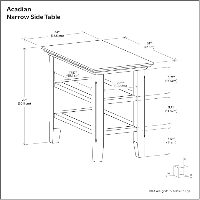 SIMPLIHOME Acadian 14-inch Wide Solid Wood Narrow End Table in Distressed - Image 3