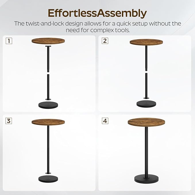 Round Side End Table for Small Spaces, Pedestal Style Martini Drink Side Table - Image 9